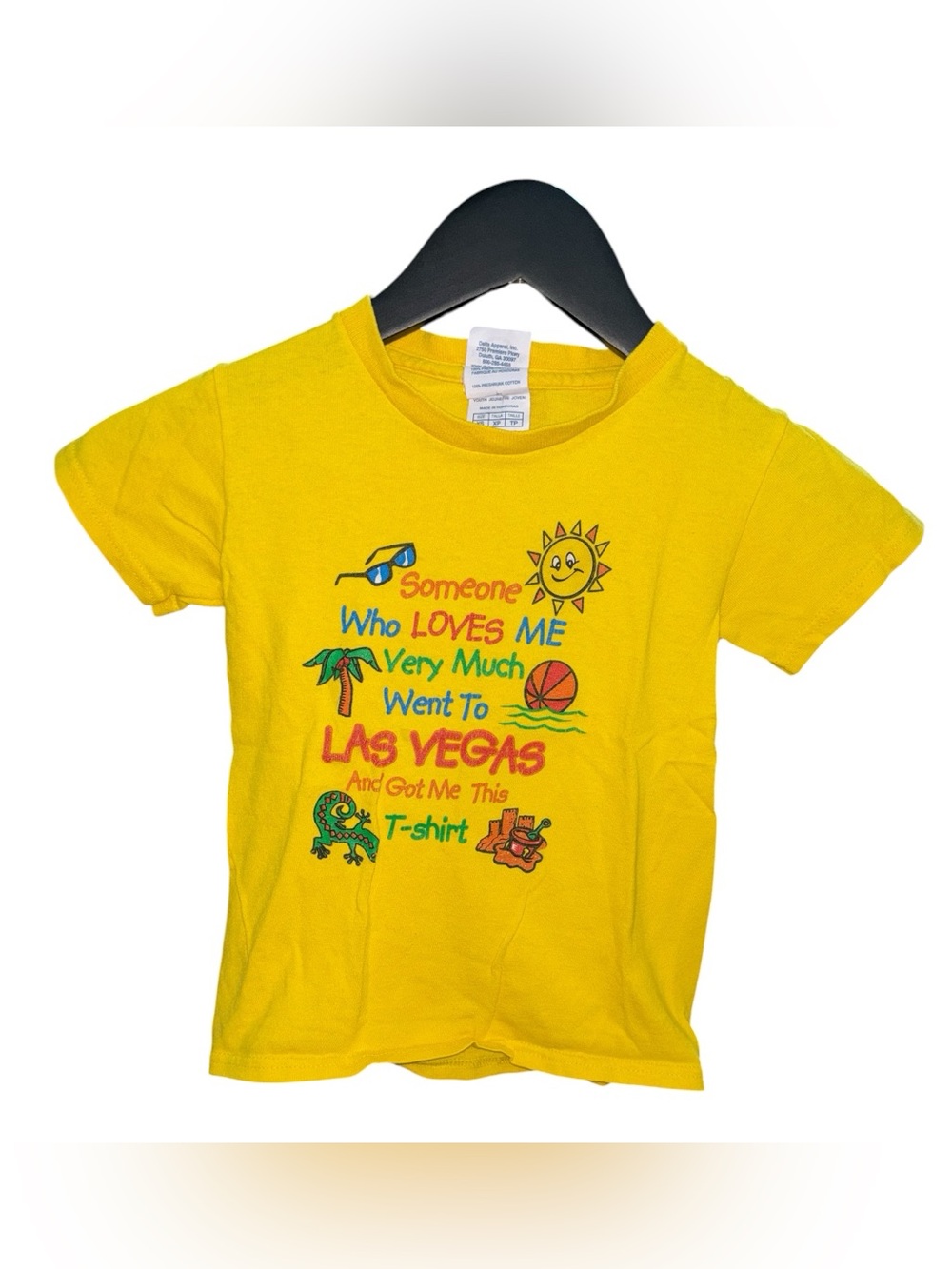 Vintage Delta Apparel Youth XS Las Vegas Souvenir T-Shirt Yellow